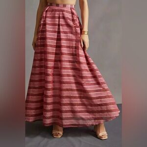 Anthropologie Eva Franco Pink Striped Ball Maxi Skirt